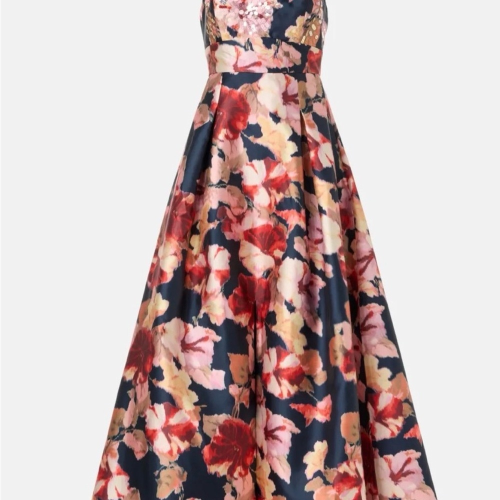 Sachin + Babi Navy Floral Ball Gown Sz 2